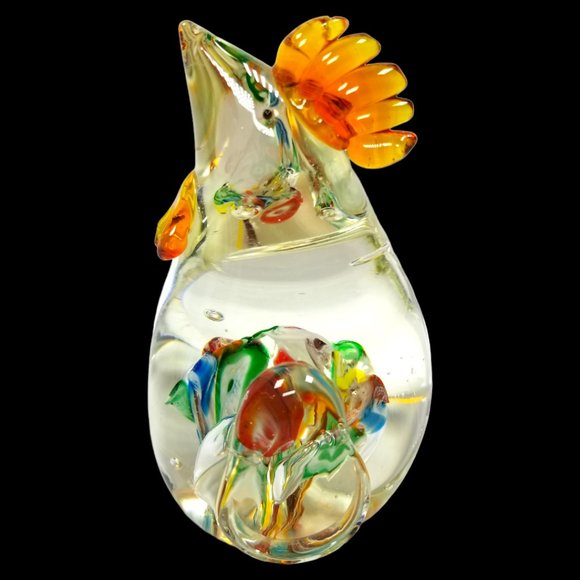 Unknown Other - Colorful Murano Italy Blown Art Glass Rooster Paperweight Anamorphic  Figurine